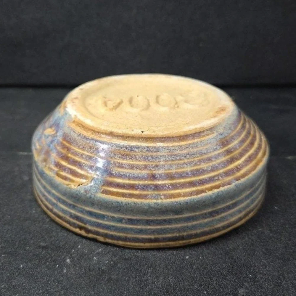 Zanesville Stoneware Blue Homespun Bowl #8004, Vintage Stoneage Modern Pottery‎